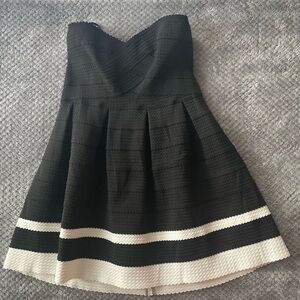 Black and White Strapless Dress